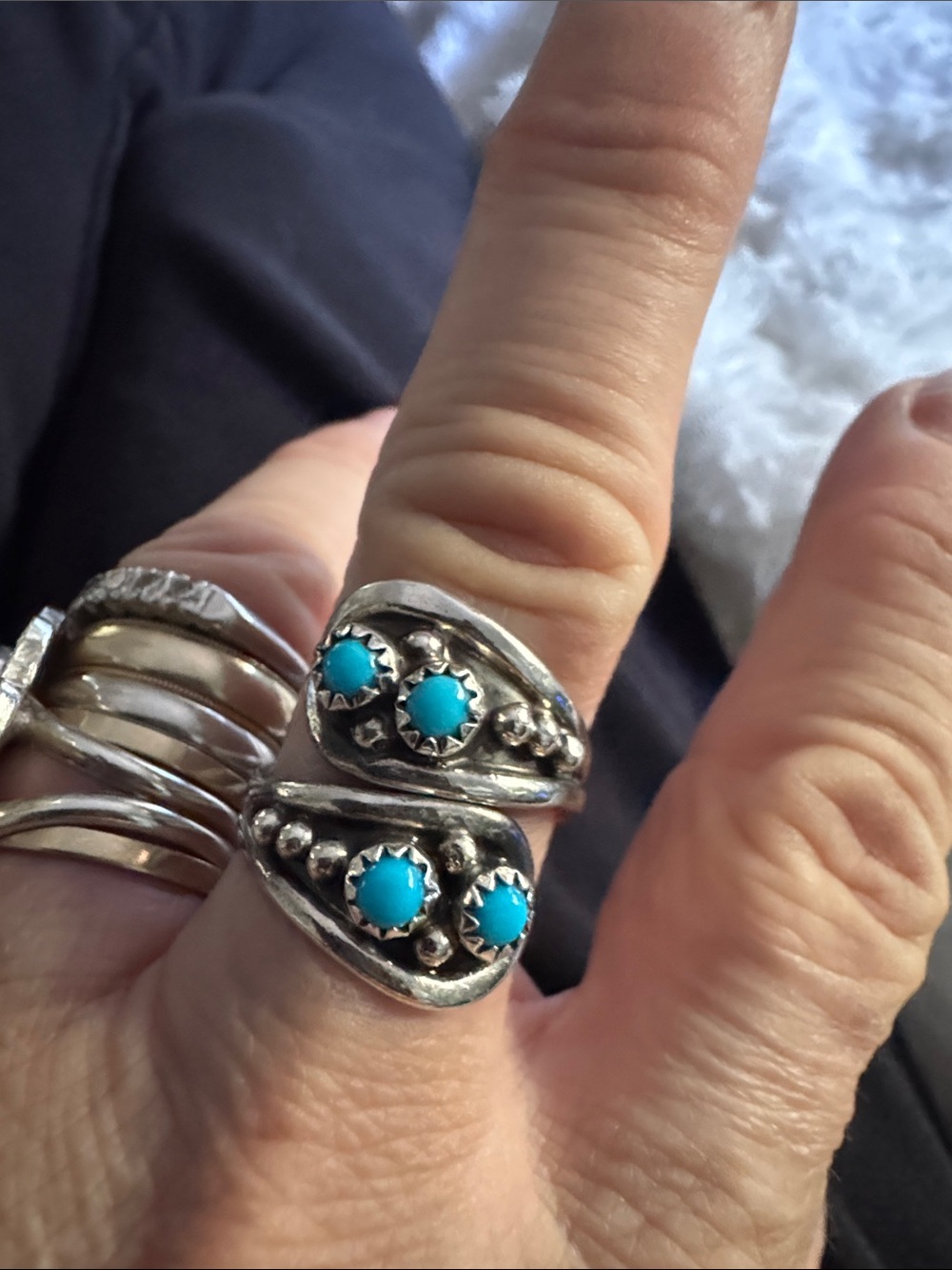 Sterling-Style Turquoise Wrap Ring — Blue Accent Women’s Ring